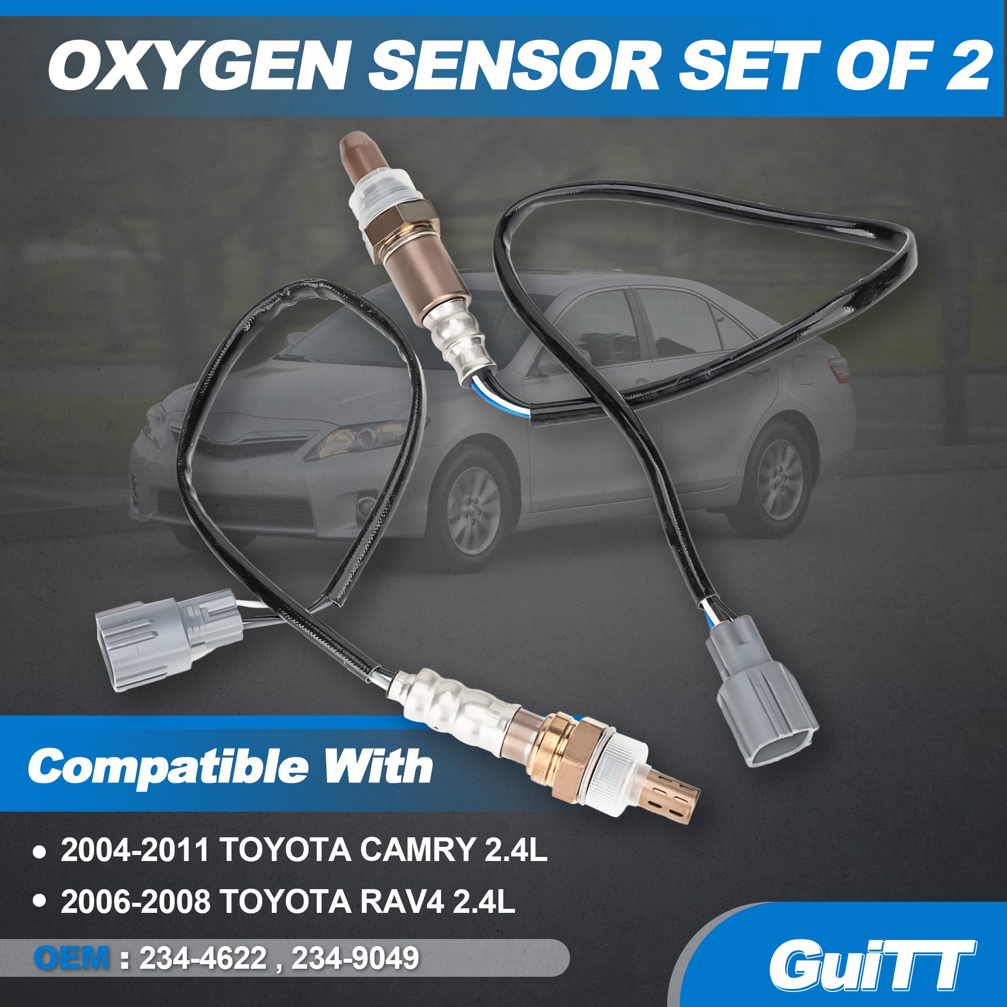 Oxygen Sensors Compatible with 2004-2011 Toyota Camry 2.4L, 2006-2008 Toyota RAV4 2.4L Downstream & Upstream O2 Sensor Replaces#